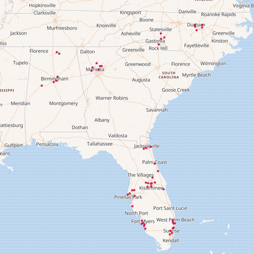 Map of Target locations that stock Sunswell Greens